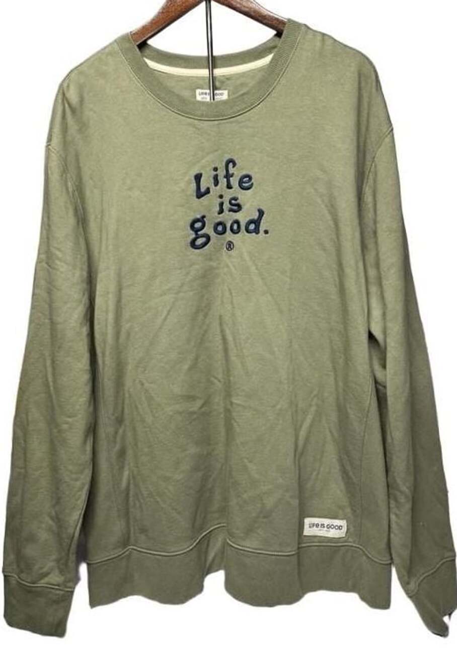 Life is Good Sweatshirt Size XXL Green Cotton Crewneck Pullover